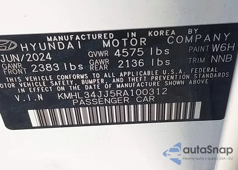 2024 Hyundai Sonata Hybrid Sel from USA, damaged, VIN KMHL34JJ5RA100312